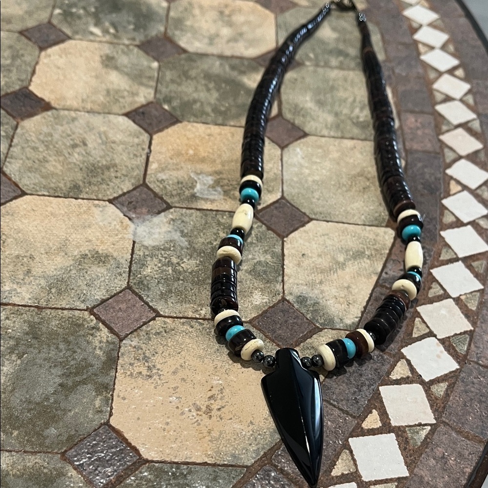 Black and Cream Beaded Necklace